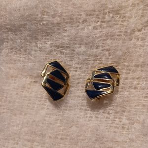 Vintage Monet Blue and golden clip on earrings